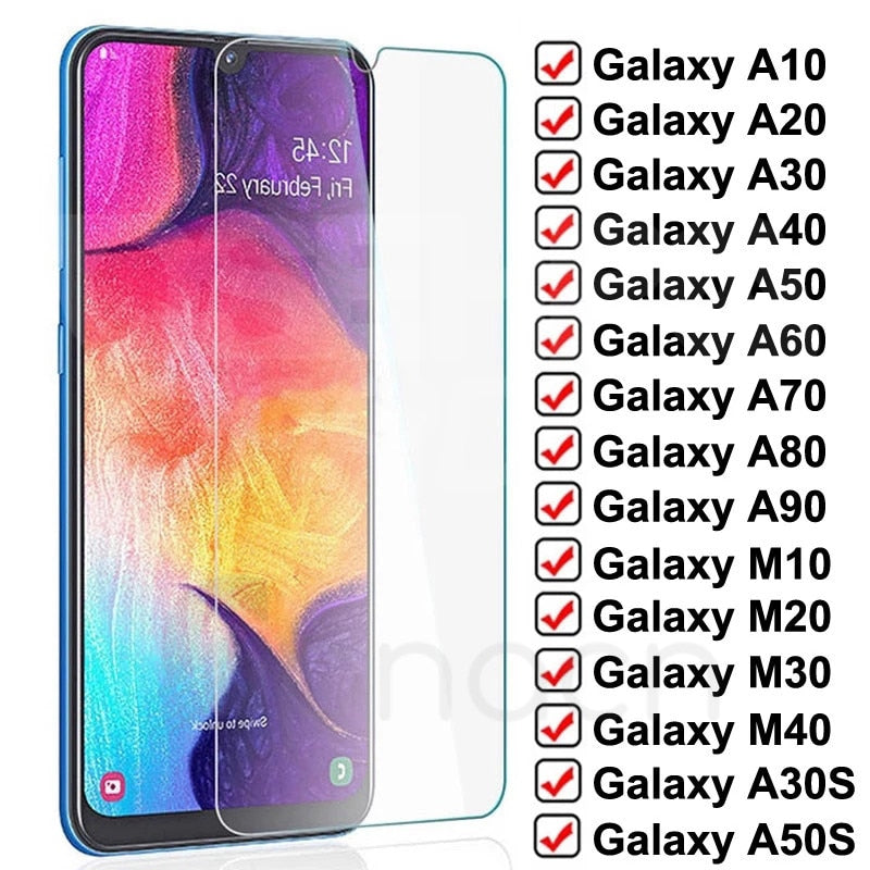 9D Schutzglas für Samsung Galaxy A10 A20 A30 A40 A50 A60 A70 A80 A90 gehärtetes Glas Samsung M10 M20 M30 M40 Bildschirmfolie