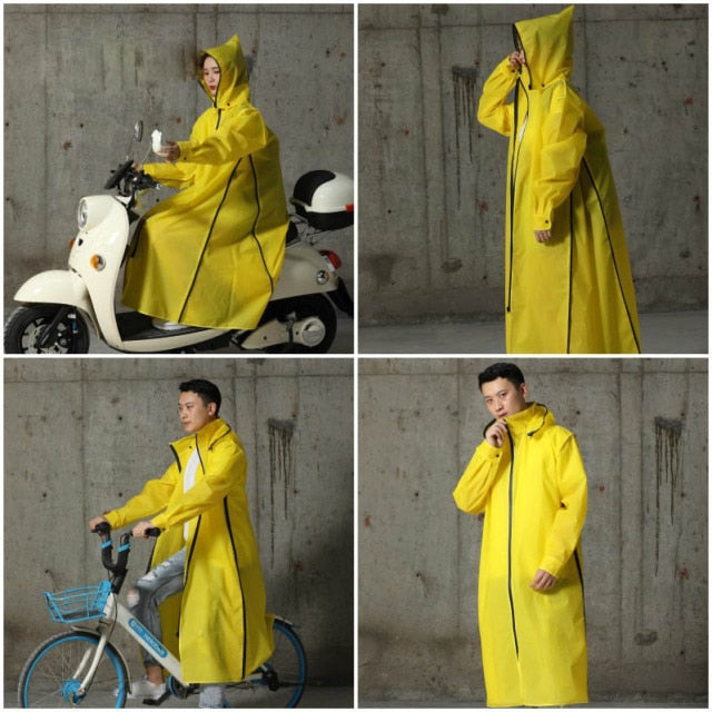 2021 Hot Sale EVA Raincoat Women/Men Zipper Hooded Poncho Motorcycle Rainwear Long Style Hiking Poncho Environmental Rain Jacket