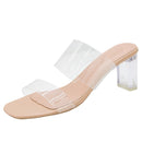 Sandalias de tacón alto transparentes para mujer, zapatos de verano con punta cuadrada, zapatos de tacón alto transparentes para mujer, zapatillas de tacón de gelatina Buty Damskie para boda