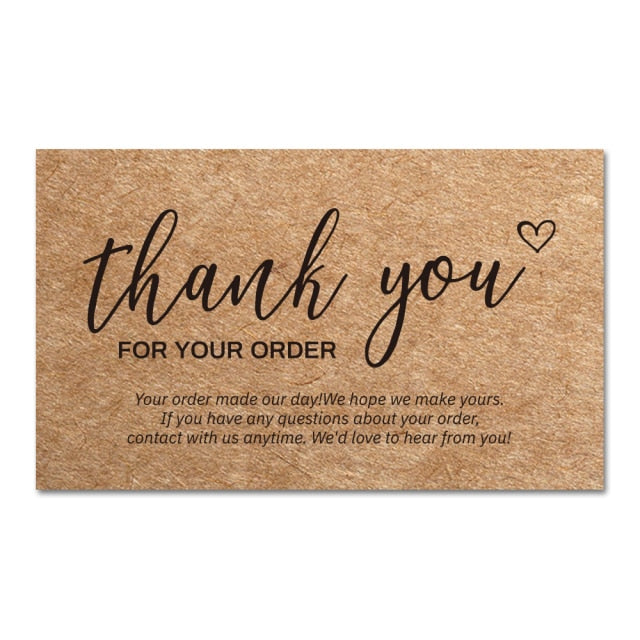 30 Pcs/pack Natural Kraft Paper Thank You For Your Order Card Handmade Custom Card For Small Business Gift Decoration Labels