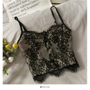 Camis para mujer camisola nueva Sexy mujer Crop Tops encaje espalda descubierta camiseta sin mangas mujer lindo chaleco elegante francés Chic ropa