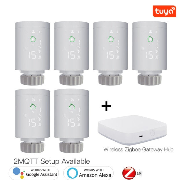 TRV ZigBee3.0, actuador de radiador inteligente, válvula termostática programable para radiador, controlador de temperatura, Control de voz a través de Alexa