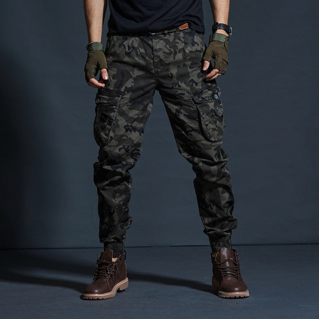 Pantalones casuales de color caqui de alta calidad para hombres, pantalones militares tácticos para correr, pantalones Cargo de camuflaje, pantalones militares negros de moda con múltiples bolsillos