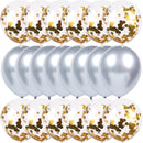 Juego de Globos de confeti dorado de 20 piezas, globo cromado metálico, decoración de boda para fiesta de cumpleaños, Globos de aniversario, Globos para Baby Shower