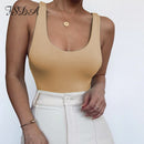 FSDA O Neck Women Sleeveless Bodysuit Black 2020 Summer Sexy Body Tops Backless Casual Off Shoulder Party Basic Ladies Bodysuits