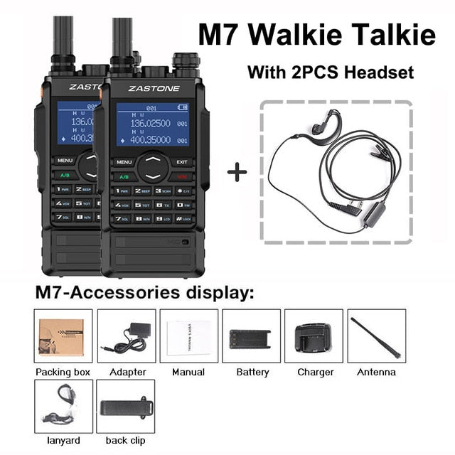 Zastone M7 dual band 5W walkie talkie 136-174 400-480mhz 250 canales 2600mah batería transceptor hf radioaficionado