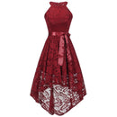 2020 wedding party dress prom gown fashion clothing Front short long back dark blue halter Bow Bridesmaid Dresses