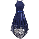 2020 wedding party dress prom gown fashion clothing Front short long back dark blue halter Bow Bridesmaid Dresses