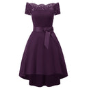 2020 wedding party dress prom gown fashion clothing Front short long back dark blue halter Bow Bridesmaid Dresses