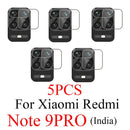 5Pcs for Xiaomi Redmi Note 9 Pro 9S 10 Pro 9 9T 5G 9c NFC 8t 9a 8 Camera Lens Protector Tempered Glass Back Screen Redme 8a Glas