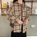 Blouse Women Woolen Plaid Coat Plaid Shirt for Women Thickened Long Sleeve Top Shirt Blusas Ropa De Mujer