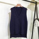 V-neck knitted Vest Women's Sweater Autumn And Winter New Korean Loose Wild Pink Sweater Vest Women Sleeveless Sweater 11810