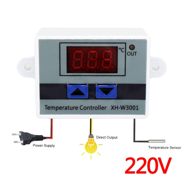 Controlador de temperatura Digital de microordenador de 12V/24V/220V, pantalla LED, termostato de calefacción para invernadero, incubadora, uso en acuarios
