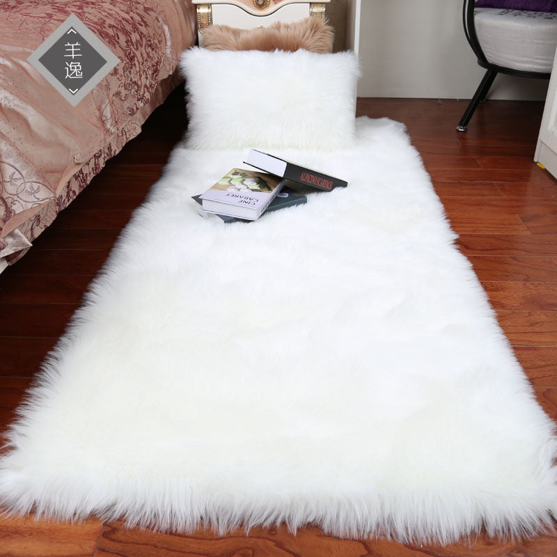 Plüsch-weiches Schaffell-Schlafzimmer-Teppich-Imitat-Wolle-Auflage-langes Haar-Nachttisch-Matte-Sofa-Kissen-weiße Teppich-roter Wohnzimmer-Pelz-Teppich