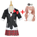 Anime Danganronpa Cosplay Costume Enoshima Junko Uniform Cafe Work Clothes Short Skirt Double Tail Braid Wig