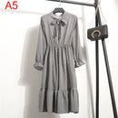 2021 Winter Dress Women Long Sleeve Vintage Dress Chiffon Shirt Vestidos For Ladies Casual Floral Midi Autumn Dresses Polka Dot