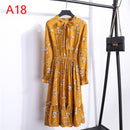 2021 Winter Dress Women Long Sleeve Vintage Dress Chiffon Shirt Vestidos For Ladies Casual Floral Midi Autumn Dresses Polka Dot
