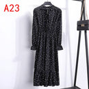 2021 Winter Dress Women Long Sleeve Vintage Dress Chiffon Shirt Vestidos For Ladies Casual Floral Midi Autumn Dresses Polka Dot