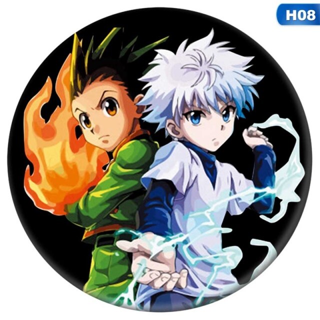 Insignias de Cosplay de Hunter x Hunter, broche de Gon Freecss, bolsas de colección de iconos, pasador de pecho Killua Zoldyck Kurapika para mochilas