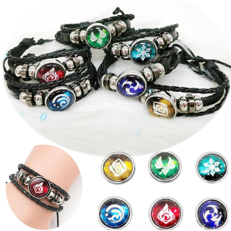 Genshin Impact Game Cosplay Prop Eye of God Water Wind Thunder Fire Rock Ice Element Bracelet Jewelry Accessories