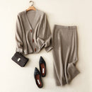 high quality winter new styles 100% cashmere v neck cardigan women knitted high waist skirt fashion ladies elegant knitwear