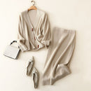 high quality winter new styles 100% cashmere v neck cardigan women knitted high waist skirt fashion ladies elegant knitwear