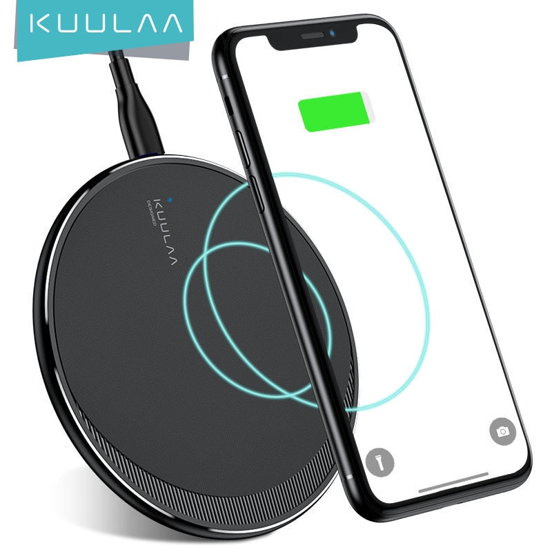 Cargador inalámbrico KUULAA Qi para iPhone 11 Pro 8 X XR XS Max 10W carga inalámbrica rápida para Samsung S10 S9 S8 almohadilla de cargador USB