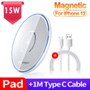 Essager 15W Qi Magnetic Wireless Charger For iPhone 12 11 Pro Xs Max X Induction Fast Wireless Charging Pad For Samsung Xiaomi