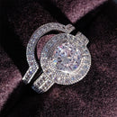 925 Sterling Silber Luxus mutige große Eheringe Set für Braut Frauen Verlobung afrikanischen Finger Weihnachtsgeschenk Schmuck R4428