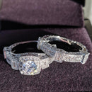 925 Sterling Silber Luxus mutige große Eheringe Set für Braut Frauen Verlobung afrikanischen Finger Weihnachtsgeschenk Schmuck R4428