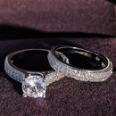 925 Sterling Silber Luxus mutige große Eheringe Set für Braut Frauen Verlobung afrikanischen Finger Weihnachtsgeschenk Schmuck R4428