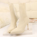 SEGGNICE Sexy Sock Boots Knitting Stretch Boots High Heels For Women Fashion Shoes 2021 Spring Autumn Ankle Boots Booties Female
