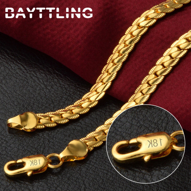 BAYTTLING S925 plata esterlina oro/plata 8/18/20/24 pulgadas collar de cadena lateral para Mujeres Hombres regalos de joyería de moda