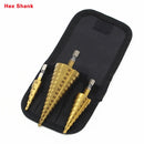 HSS Steel Titanium Step Drill Bit Hand Tool Sets 3-12 4-12 4-20 4-32mm Step Cone Cutt Woodworking Wood Metal Drill Bit Set