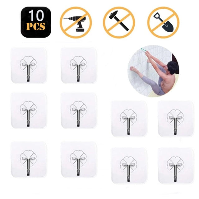 10/20Pcs Transparent Strong Self Adhesive Door Wall Hangers Hooks Suction Heavy Load Rack Cup Sucker for Kitchen Bathroom Office