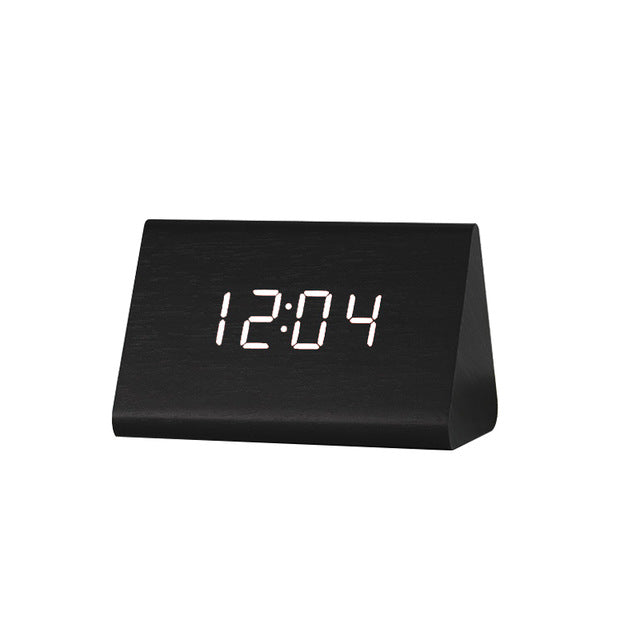 Relojes USB/AAA LED Despertador de madera Reloj de mesa Control de voz Despertador de madera digital Mesa de escritorio electrónica Decoración 2022