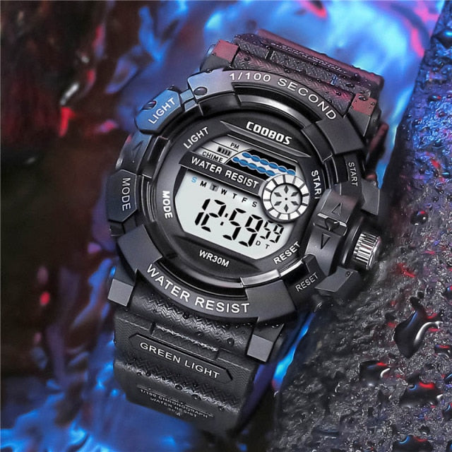Coole leuchtende Männer Sportuhr High-End-Silikonband Militärarmbanduhr Led Kalender Wasserdichte Digitaluhr reloj de hombre