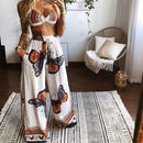 Conjunto de 2 piezas de chándal de verano para Mujer, ropa interior con estampado de estilo bohemio de playa, pantalones de pierna ancha sueltos, Ropa de Mujer