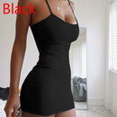 Spaghetti Strap Camisole Mini Dress Women Plus Size Bodycon Vestidos Summer Sexy Low Cut Sleeveless Solid Color Party Club Dress
