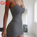 Spaghetti Strap Camisole Mini Dress Women Plus Size Bodycon Vestidos Summer Sexy Low Cut Sleeveless Solid Color Party Club Dress