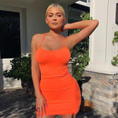 Spaghetti Strap Camisole Mini Dress Women Plus Size Bodycon Vestidos Summer Sexy Low Cut Sleeveless Solid Color Party Club Dress