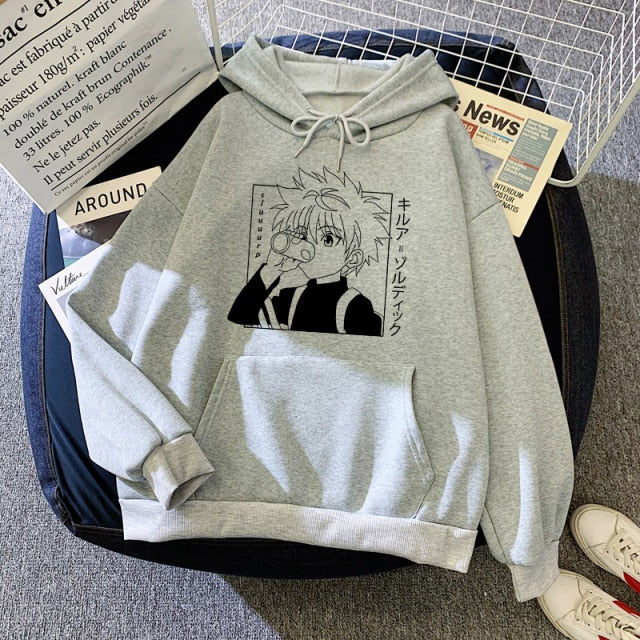 2021 caliente Anime japonés Manga Kawaii Hunter X Hunter sudaderas con capucha hombres/mujeres sudadera de manga corta Killua Zoldyck Hoddie para adolescentes