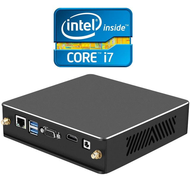 Mini PC Intel Core i3/i5/i7 8GB RAM 128GB SSD Compatible con HDMI Salida dual VGA Sistema Win10 Banda dual WiFi Gigabit Ethernet