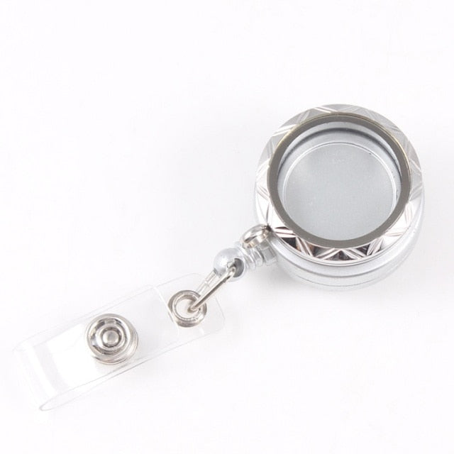Mix Colors 30mm Edelstahl Shine Living Floating Charm Memory Medaillon Retractable ID Badge Reel Lanyard Holders Jewelry