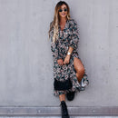 Autumn Long Floral Print Dress Robe for Women 2021 Casual Long Sleeve Split Dress Female Boho Elegant Maxi Party Vestidos Spring
