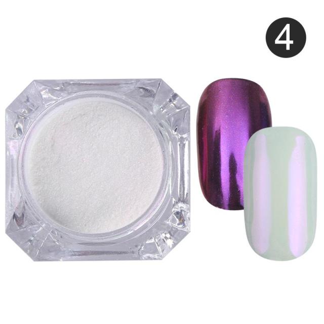 1 caja de polvo de purpurina de espejo de doble Color para uñas