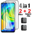 Vidrio Protector 4 en 1 para Xiaomi Redmi Note 9 7 8 Pro 9S 9T 8T Protector de pantalla de cámara para Redmi 9 9T 9A 9C 8 8A 7 7A Glass