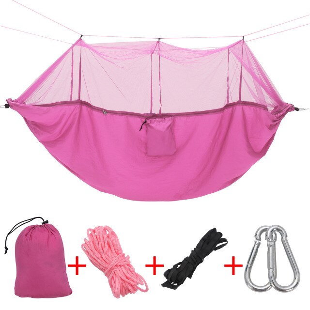 Hamaca de Camping CellDeal con luz de mosquitera, hamaca portátil para dormir, hamacas de paracaídas para exteriores, artículos de acampada emergentes