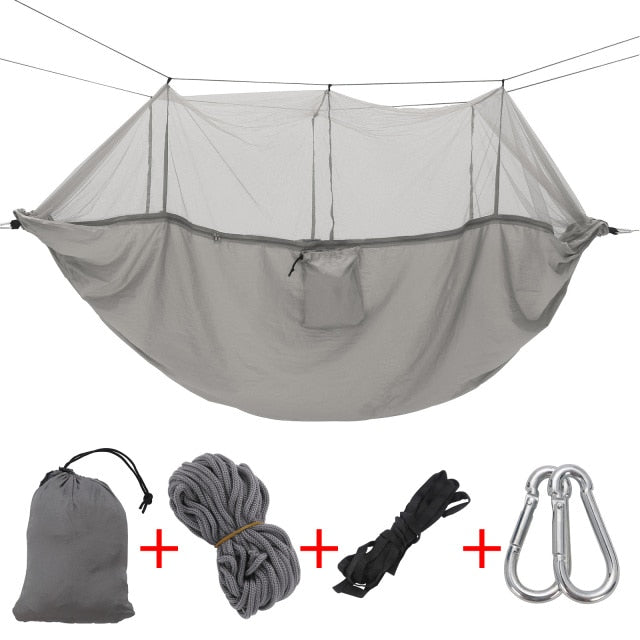 CellDeal Camping Hammock with Mosquito Net Light Portable Swing Sleeping Hammock Outdoor Parachute Hammocks Camping Stuff Pop-Up