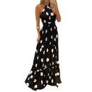 Off Shoulder Party Dresses Women Lady Ruffle Leopard  Print Flare Long Sundress Sexy Ladies Strappy Slash neck Vestido